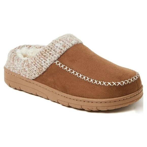 dearfoams Shoes - Dearfoams Cozy Comfort Women's Moc Toe Clog Slippers with Chunky Knit Collar